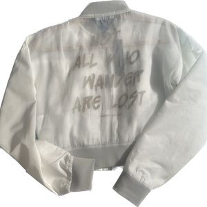 White Mesh Bomber Jacket - All Who Wonder Are Lost